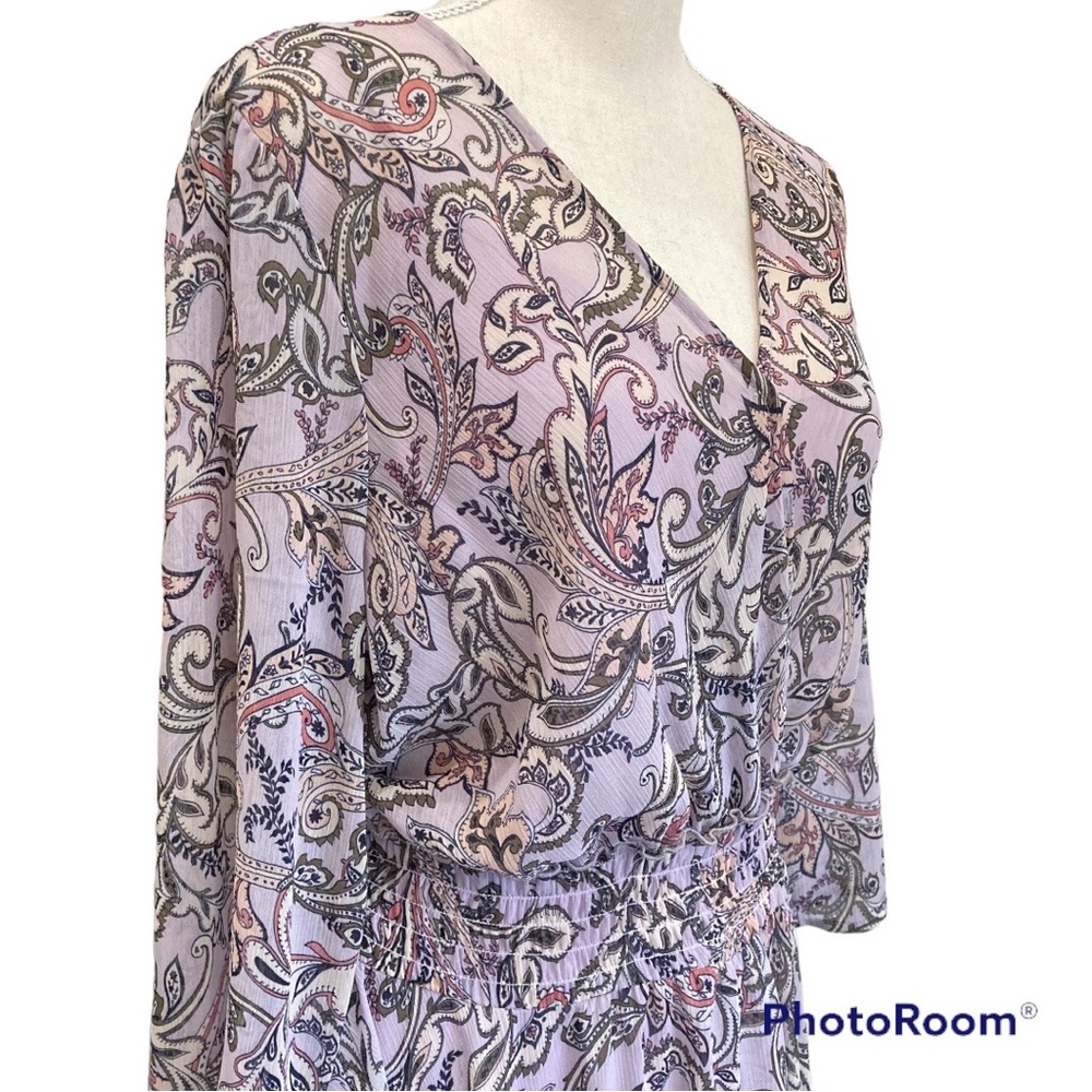 Est. 1946 Paisley Sheer Handkerchief Hem Dress with Matching Slip - Picture 4 of 8